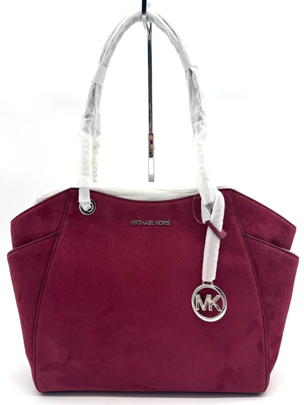 Michael Kors Jet Set Large Signature Logo Shoulder Bag - Maroon